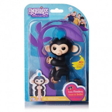 Интерактивная обезьянка Fingerlings черная Фин