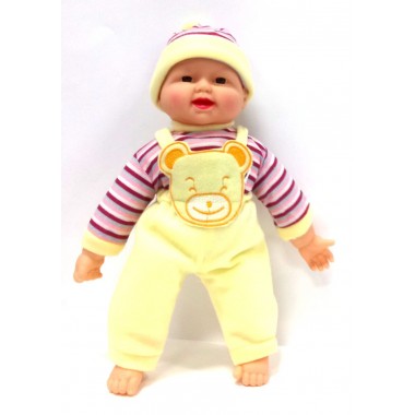 Пупс Happy Baby хохотун музыкальный в желтом комбинезоне (X1608)