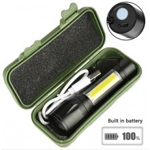 Светодиодный фонарик Bailong Police ручной на аккумуляторах  с COB USB  BL-511 в пластиковом чехле 