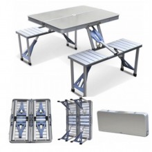 Алюминиевый раскладной стол со стульями для пикника Alumum Picnic Table в кейсе 