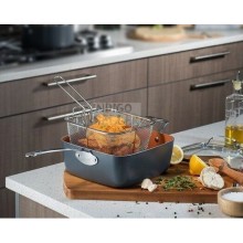 Сковородка глубокая фритюрница пароварка 6 в 1 Gotham steel с антипригарным покрытием крышка 24 см 