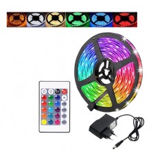 Комплект светодиодной ленты влагозащищенной LED 5050 SMD RGB 12v с контроллером с пультом, блоком питания 5м Комплект светодиодной ленты влагозащищенной LED 5050 SMD RGB 12v с контроллером с пультом, блоком питания 5м