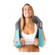 Массажер роликовый для шеи и спины Massage Shawl с инфракрасным прогревом универсальный черно-синий