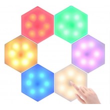 Модульный настенный led-cветильник UKC лампа с пультом на батарейках 6 шт цветная Модульный настенный led-cветильник UKC лампа с пультом на батарейках 6 шт цветная