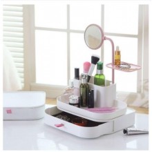 Настольный бокс для хранения косметики Cosmetic Storage Box с выдвижными ящиками и зеркалом органайзер 7009 Настольный бокс для хранения косметики Cosmetic Storage Box с выдвижными ящиками и зеркалом органайзер 7009
