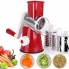 Овощерезка ручная мультислайсер Tabletop Drum Grater Kitchen Master Терка для овощей и фруктов 3 насадки красная