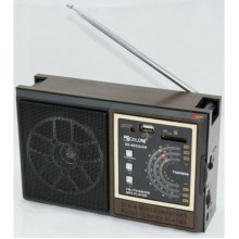 Радиоприёмник Golon колонка FM, USB, microSD 00992288 на аккумуляторе коричнево-черный Радиоприёмник Golon колонка FM, USB, microSD 00992288 на аккумуляторе коричнево-черный