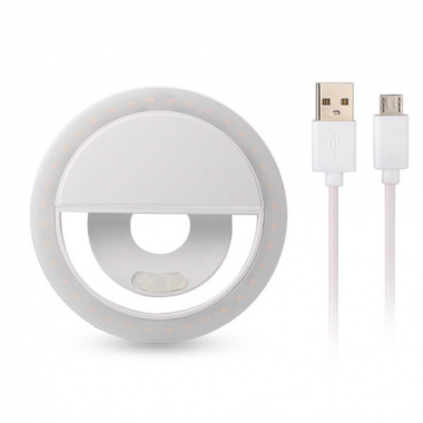 Светодиодное кольцо для селфи USB  Selfie Ring селфи-кольцо с тремя уровнями свечения White  