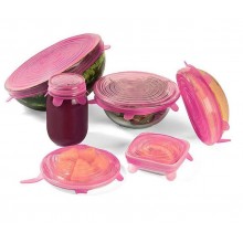 Силиконовые универсальные крышки для посуды  Silicone Sealing Lids набор 6 штук розовые