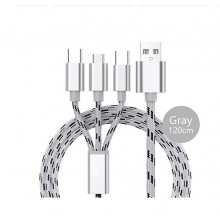 Универсальный кабель USB MLQ Premium Series Data Cable 3 в 1 - Lightning, Micro USB, Type-C 1 м silver Универсальный кабель USB MLQ Premium Series Data Cable 3 в 1 - Lightning, Micro USB, Type-C 1 м silver