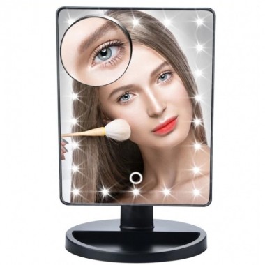 Сенсорное настольное зеркало для макияжа Magic Makeup с LED подсветкой на батарейках Black 