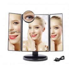 Тройное косметическое настольное зеркало для макияжа Superstar Magnifying Mirror с Led-подсветкой  черное