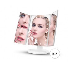 Тройное косметическое настольное зеркало для макияжа Superstar Magnifying Mirror с Led-подсветкой  белое