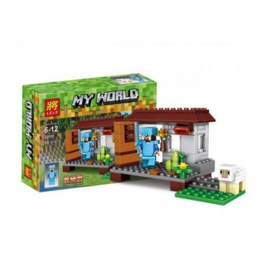 Конструктор Lele My World 33000 Стив в алмазной броне с овечкой