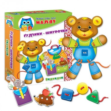 Игра  Vladi Toys Малышок  Шнуровка+пуговицы украинский язык  Медвежонок (VT1307-11)