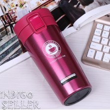 Термокружка металлическая с ABC пластиком 380ml R-83445б  CAFE  STYLE термостакан розовый