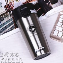 Термокружка металлическая с ABC пластиком 380ml R-83445б  CAFE  STYLE термостакан серебристый