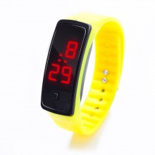 Часы детские Led Clock на силиконовом ремешке желтые Часы детские Led Clock на силиконовом ремешке желтые