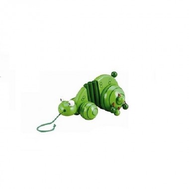 Деревянная каталка Hongji toys на веровочке Жабка MD 0138