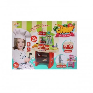 Игровой набор 7Toys Кухня с газовой плитой 24 предмета Красная 56х7х42 см