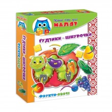 Игра-шнуровка с пуговицами Vladi Toys Фрукты-овощи украинский язык ( VT1307-12) Игра-шнуровка с пуговицами Vladi Toys Фрукты-овощи украинский язык ( VT1307-12)