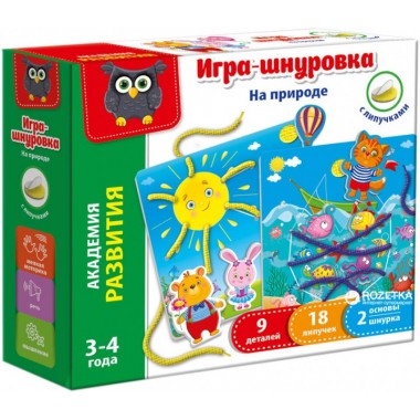 Игра-шнуровка с липучками Vladi Toys На природе русский язык( VT5303-02)