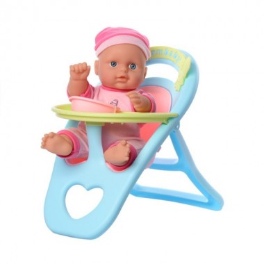 Пупс Lovely Baby в голубом стульчике для кормления