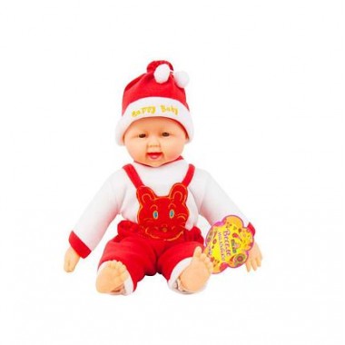 Пупс Happy Baby хохотун в красном костюмчике